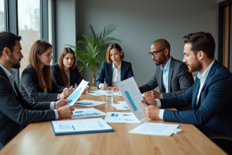 Groupe de professionnels en réunion de travail