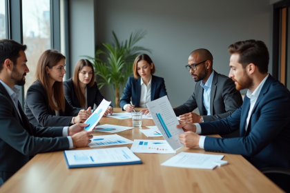 Groupe de professionnels en réunion de travail