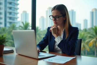 Femme d'affaires en réunion dans un bureau moderne