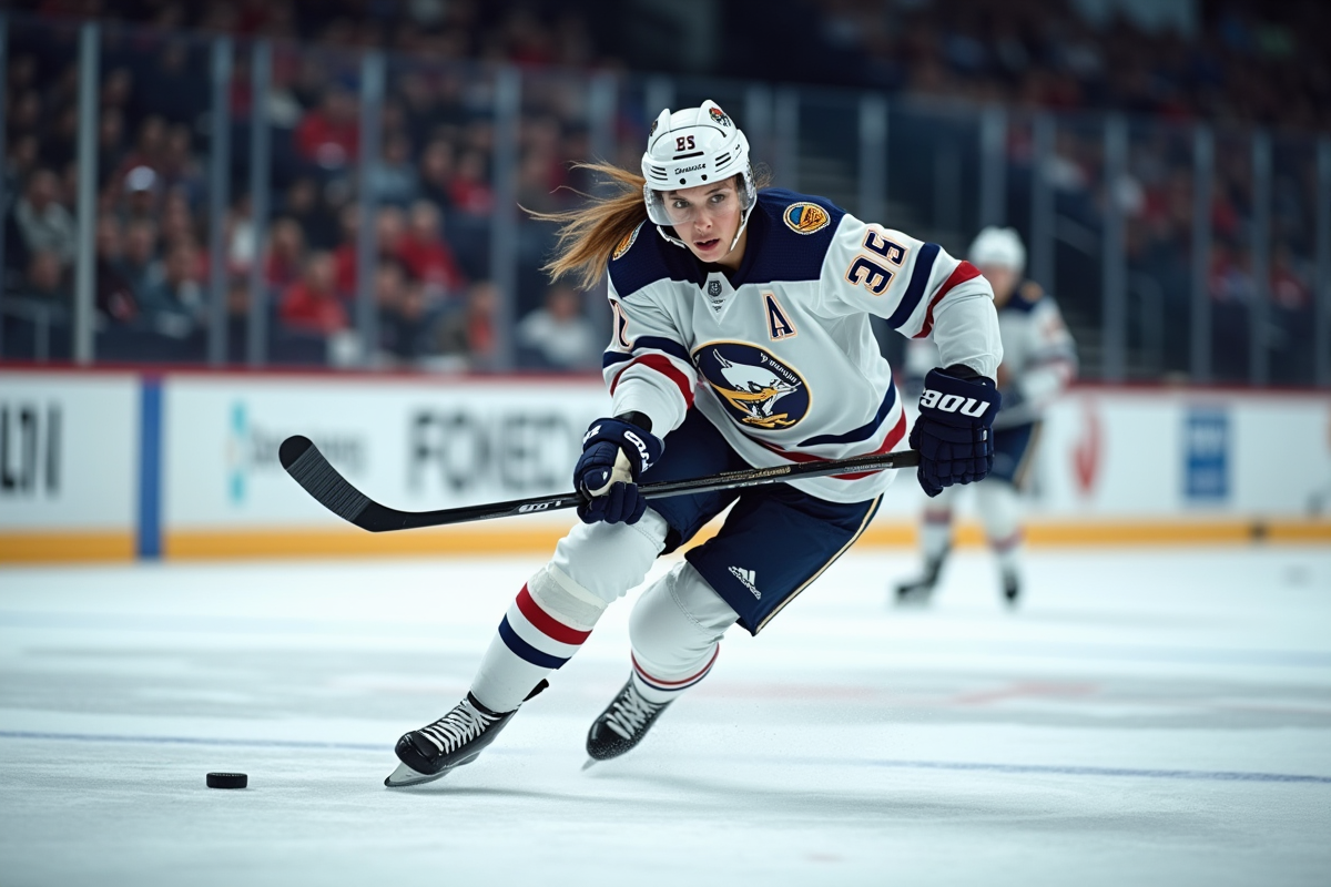 Joueuse de hockey sur glace en pleine action